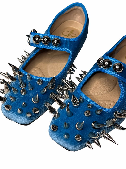Blue spiked ballet flats