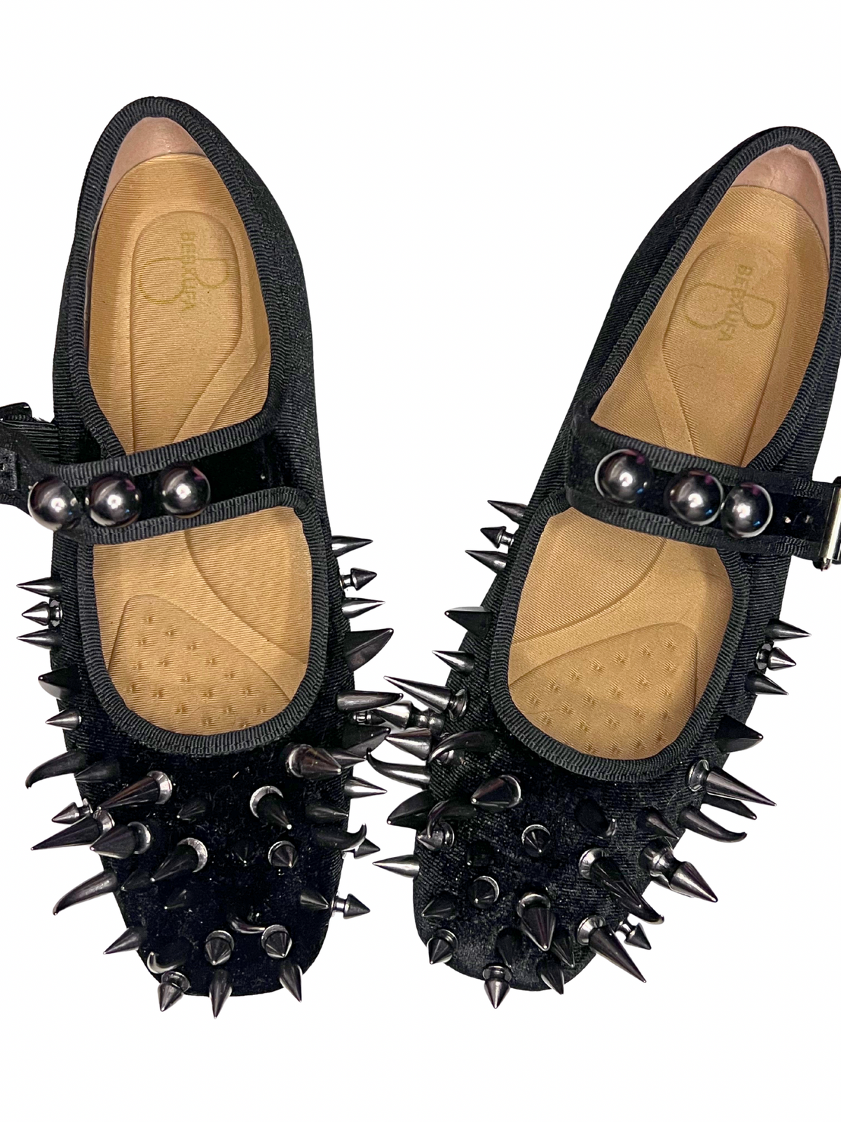 Black spiked ballet flats