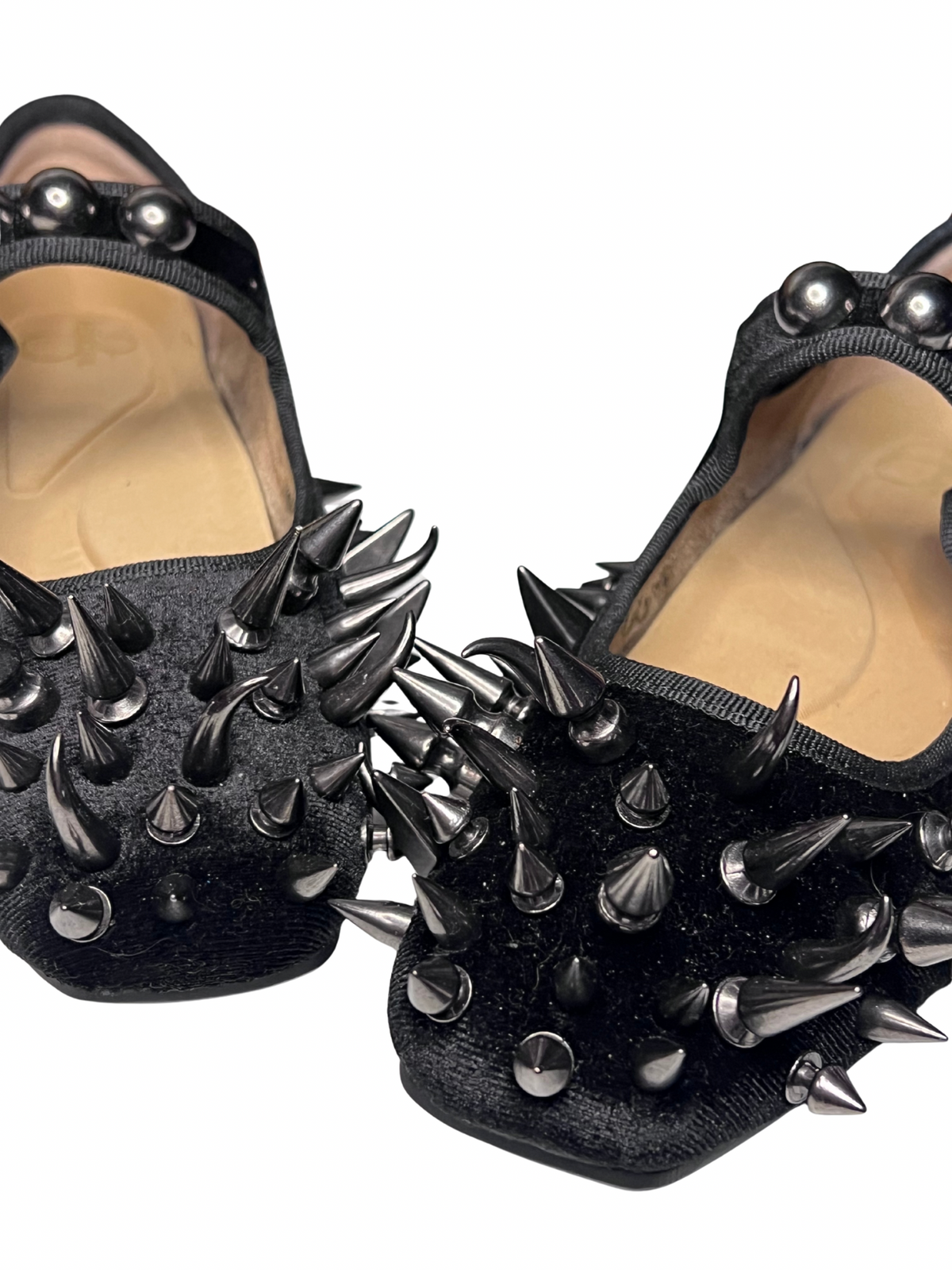 Black spiked ballet flats