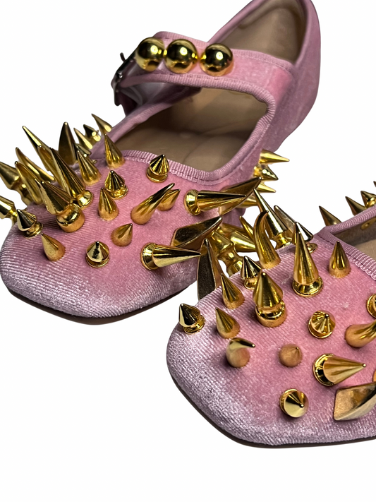 Pink spiked ballet flats