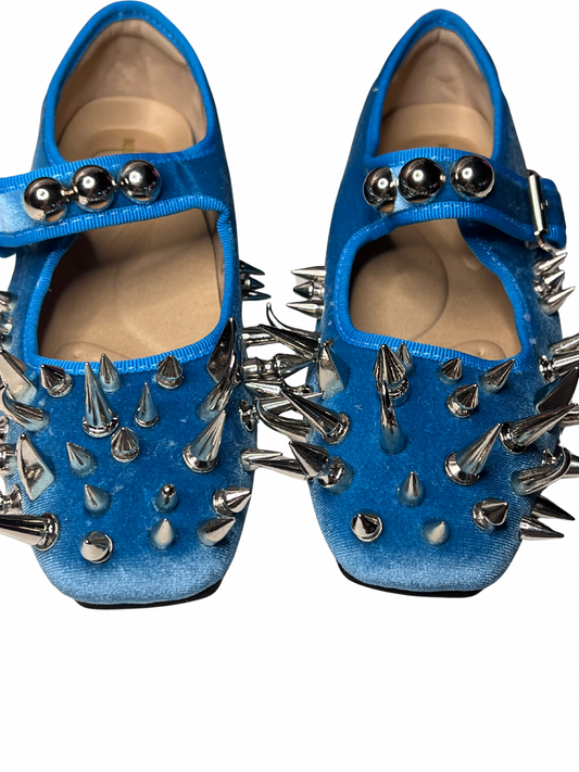 Blue spiked ballet flats